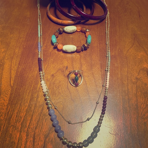 Jewelry - Combo—necklace with matching ring and bracelets.
